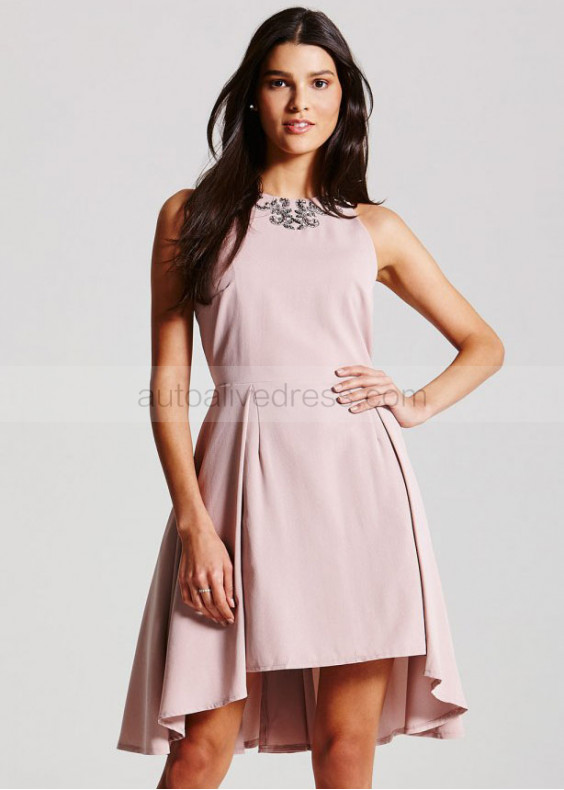 Hi Low Chiffon Beads Short Prom Dress  
